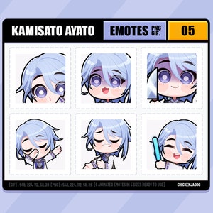 Genshin Ayato Emote pack 05 | Twitch Emote | Discord Emote