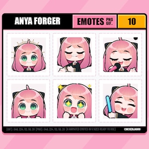 Pakiet emotikonów Anya Animated 10 | Emot Twitch
