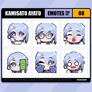 Genshin Ayato Emote pack 08 | Twitch Emote | Discord Emote
