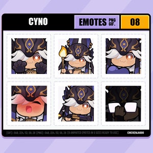 Genshin Cyno Emote-pakket 08 | Twitch-emote | Discord-emote