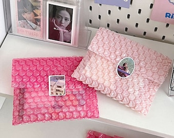 10 pc's roze hart noppenfolie, gender reveal bubble tassen, zoete 16 noppenfolie tassen, noppenfolie zakjes, bubble zakjes, schattige verpakking