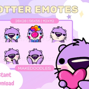 Cute Pastel Purple Otter Emotes | Twitch | Discord | Youtube | Streamer Emotes