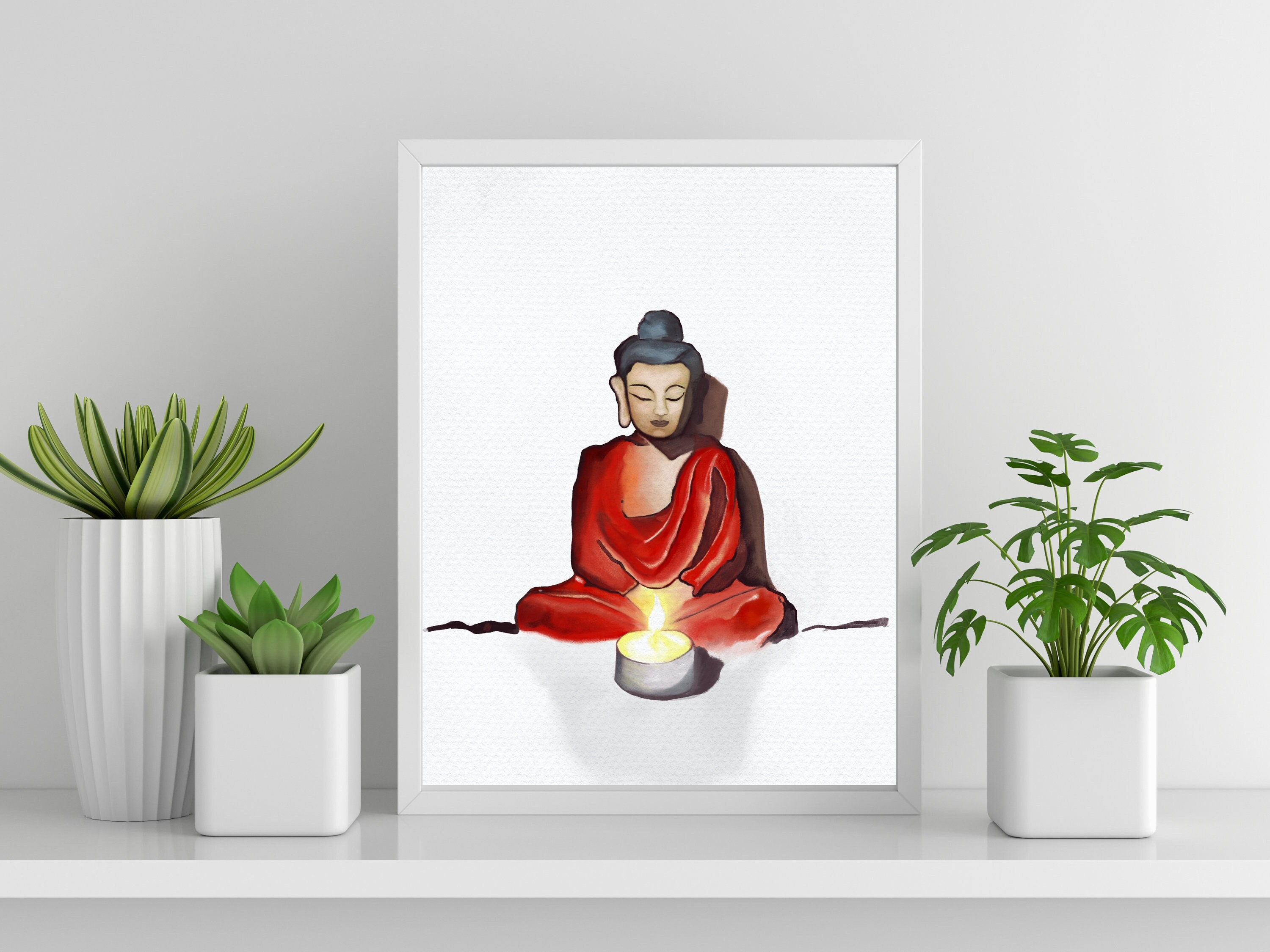 Printable Buddha Wall Art, Buddha Performing Candle Meditation ...