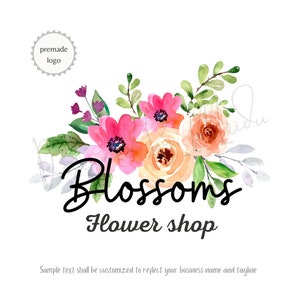 Flower Shop Logo Design for Florist, Premade Non Exclusive Floral Logo SVG, Customized Business Branding, Buy Logo with Confidence