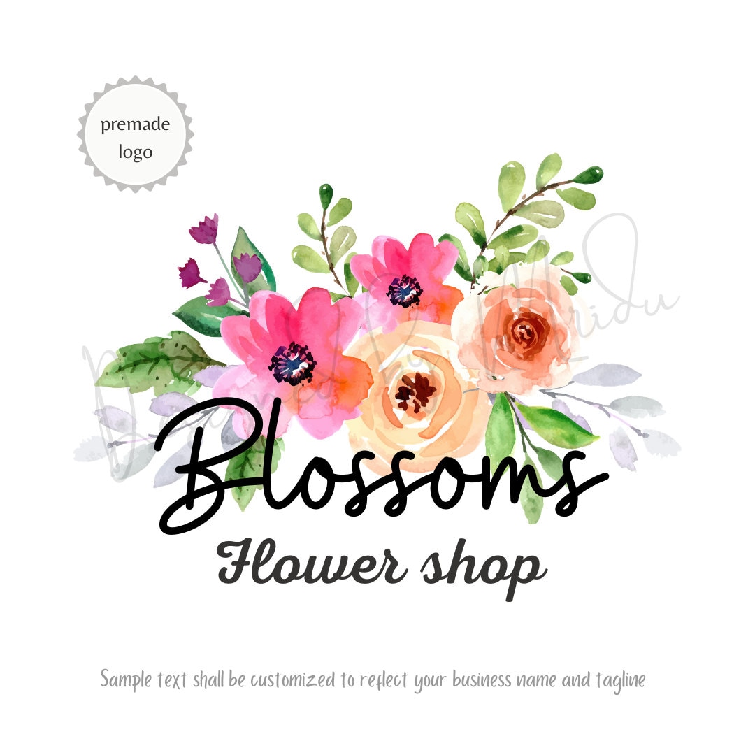 Flower Shop Logo Design for Florist, Premade Non Exclusive Floral Logo SVG, Customized Business
