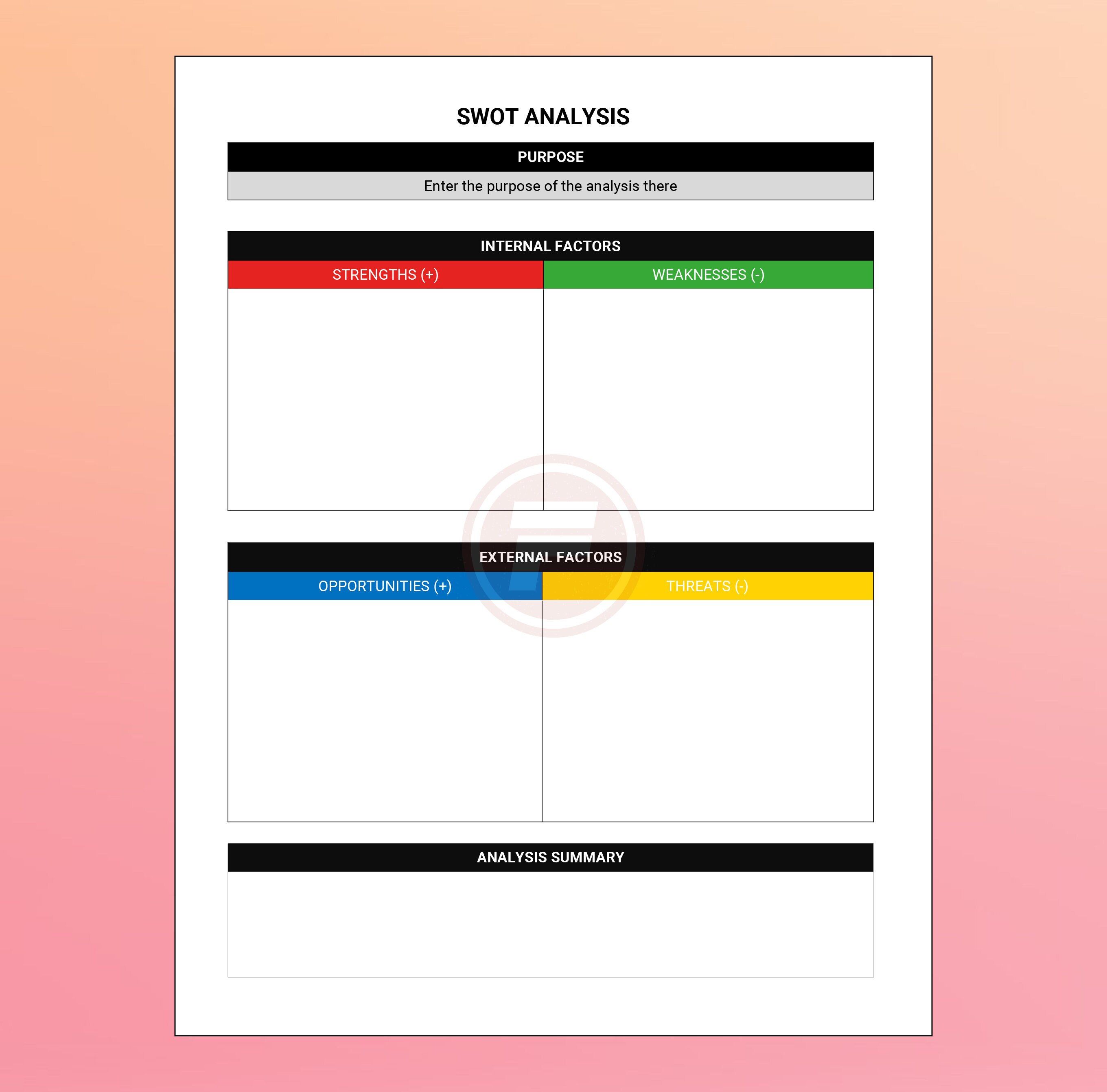 SWOT ANALYSIS Template Word A4 & US Letter - Etsy Australia