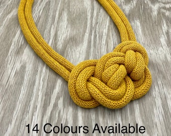 Necklace. Macrame Knot Necklace. Statement Necklace. Macramé. Platinum Plated Clasp. Gift For Her. Rope Necklace. 14 colours available.