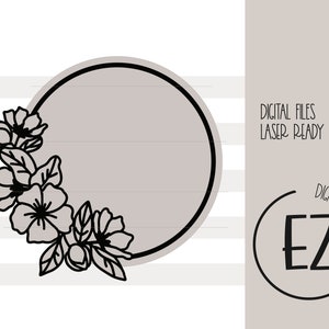 floral round digital svg file, flower nursery name sign, ready to print digital template, Hawaiian themed floral door hanger, flower svg