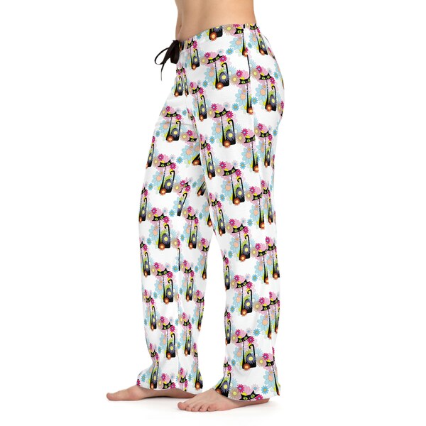 Women's Pajama Pants MCM Atomic Cats Flower Power II