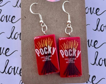 Pocky dangle earrings, candy earrings