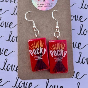 Pendientes colgantes de Pocky, pendientes de caramelo