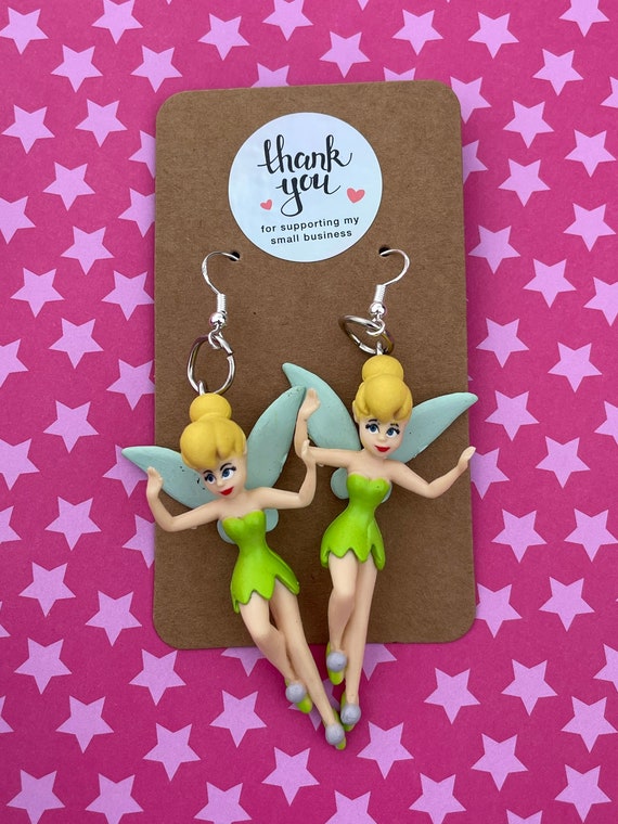 Cute Tinkerbell Earrings Disney Tinkerbell Novelty Dangle Etsy