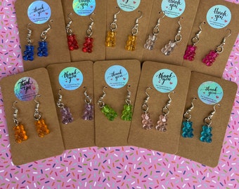Gummy Bear earrings, dangle, cute kawaii