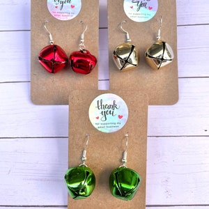 Jingle bell dangle earrings, Christmas earrings