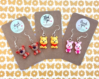 Winnie the Pooh Sterling Silver Earrings: Tigger & Piglet, Hypoallergenic