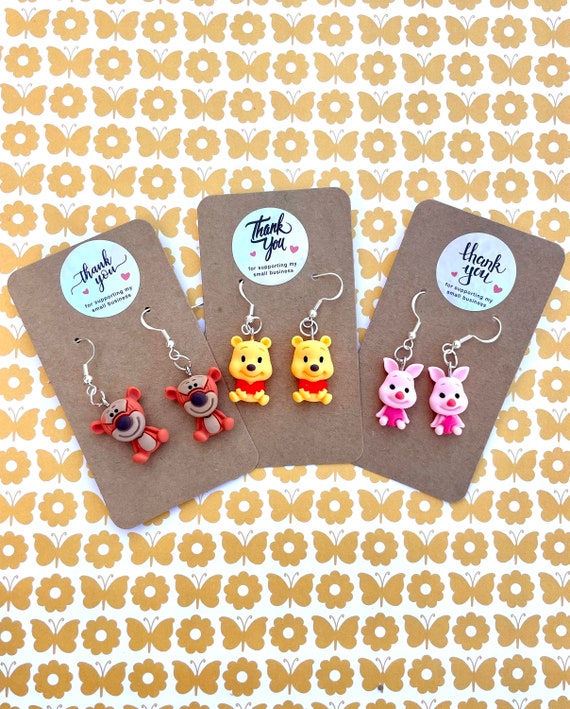 Winnie the Pooh Sterling Silver Earrings: Tigger & Piglet, Hypoallergenic