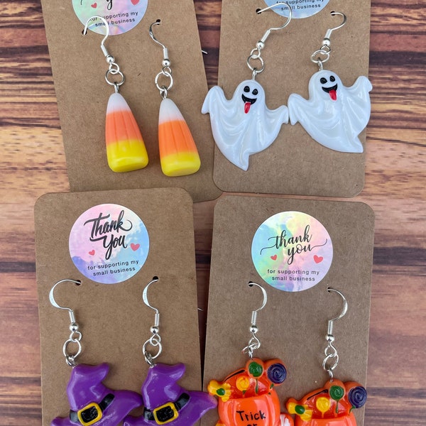 Halloween Pumpkin Candy Dangle Earrings: Sterling Silver Hooks