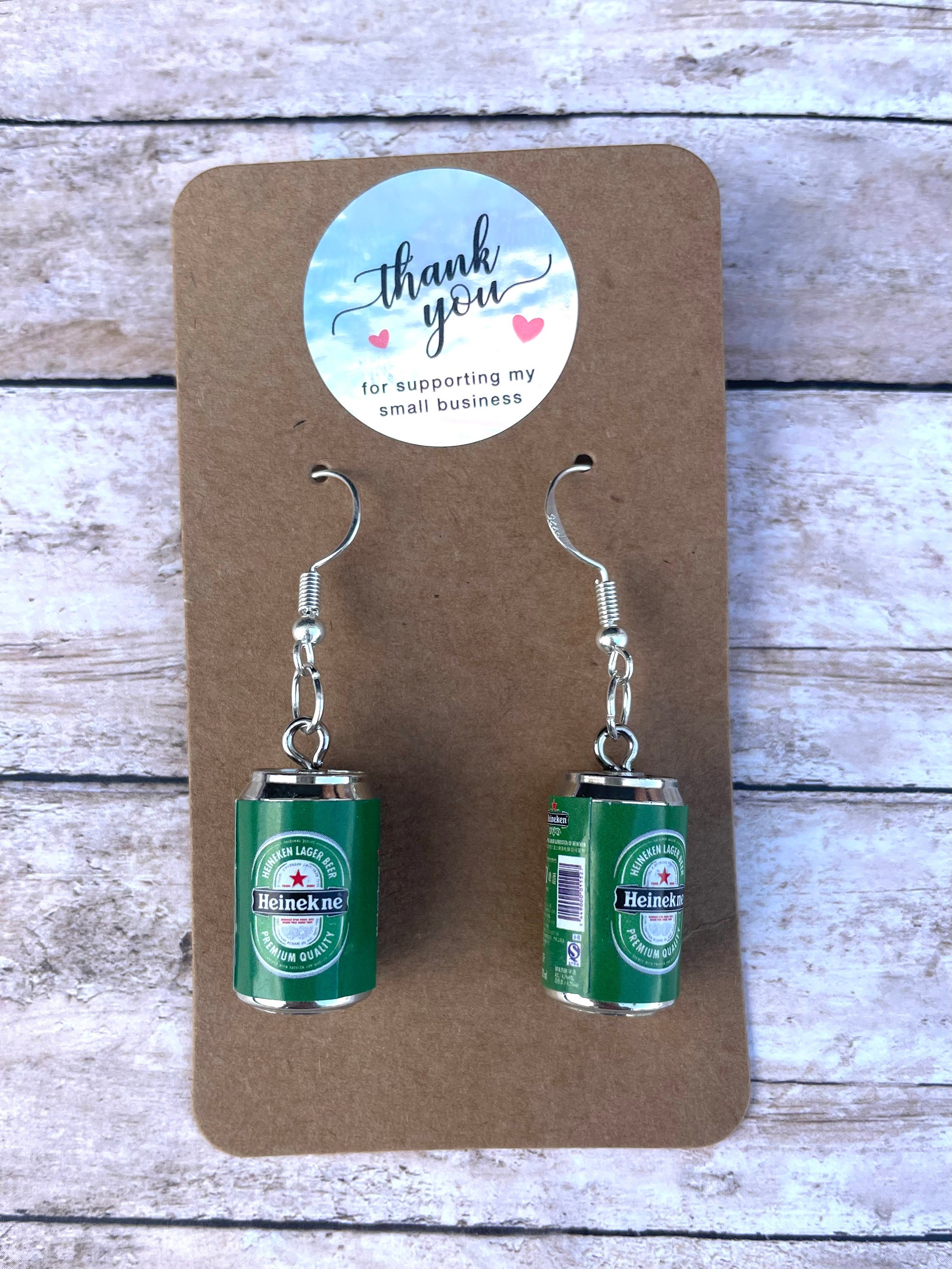 Beer Dangle Earrings Corona Beer Earrings Heineken Beer Etsy