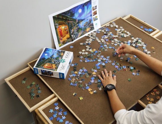 Puzzle Table with Drawers and Legs