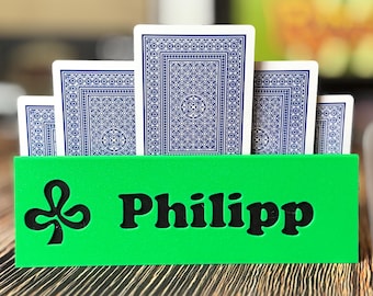 Personalized Club Suit Playing Card Holder: 3D Printed Game Organizer, Large 7.5 Inches Wide