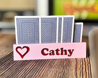 Personalized Heart Playing Card Holder: 3D Printed Game Organizer, Small 7.5 Inches Wide