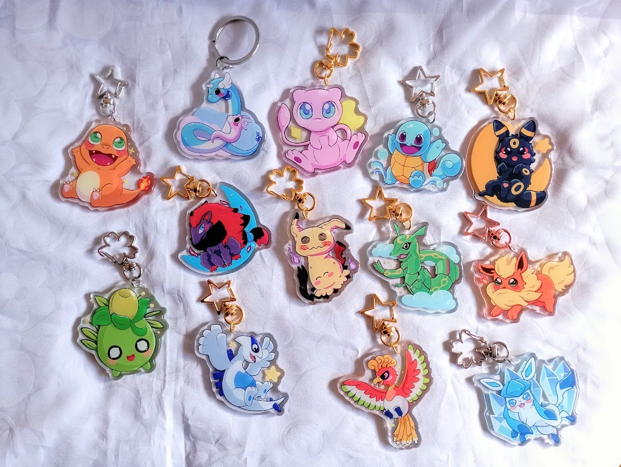 Pokemon Acrylic Keychain, Pokemon Charm, Pokemon, Pokemons Keyring