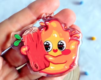 Brelok Calcifer, brelok z anime Studio Ghibli, akrylowy wisiorek z ognistym demonem