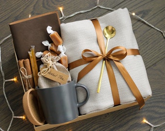 good thinking of you gifts for him Hygge Gift Box with Blanket, Sending a hug, Thinking of you, Sympathy gift, Gift box for men, Encouragement gift, Sympathy gift basket