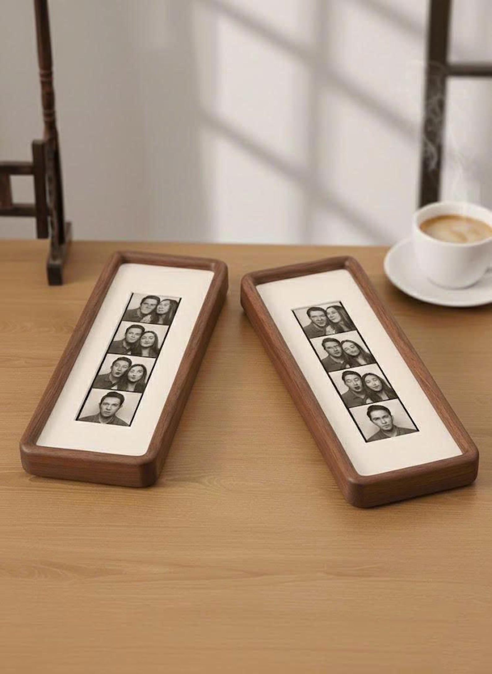 Premium Solid Wood Photo Frame with White Mat Border, Elegant Display for Home Decor, Durable Build, Easy Mount, Ready to Hang on Wall - 15 × 30 cm, Walnut