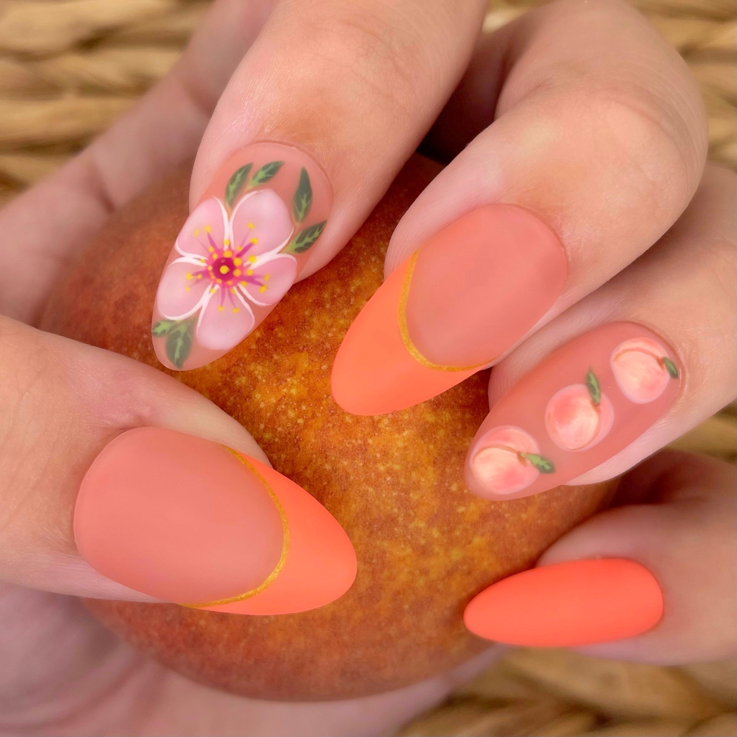 Peach Orange Nails - Etsy