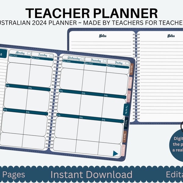 Australian Teacher Planner, Digital Teacher Planner 2024, Teacher Printable, Goodnotes, Notability, Xodo with iPad