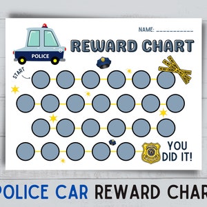 Police Officer Kids Reward Chart Police Car Award Chart Behavior 