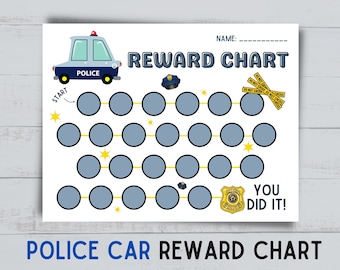 Police Officer Kids Reward Chart | Police Car Award Chart | Behavior Sticker Chart | Policecar Potty Training Reward Chart