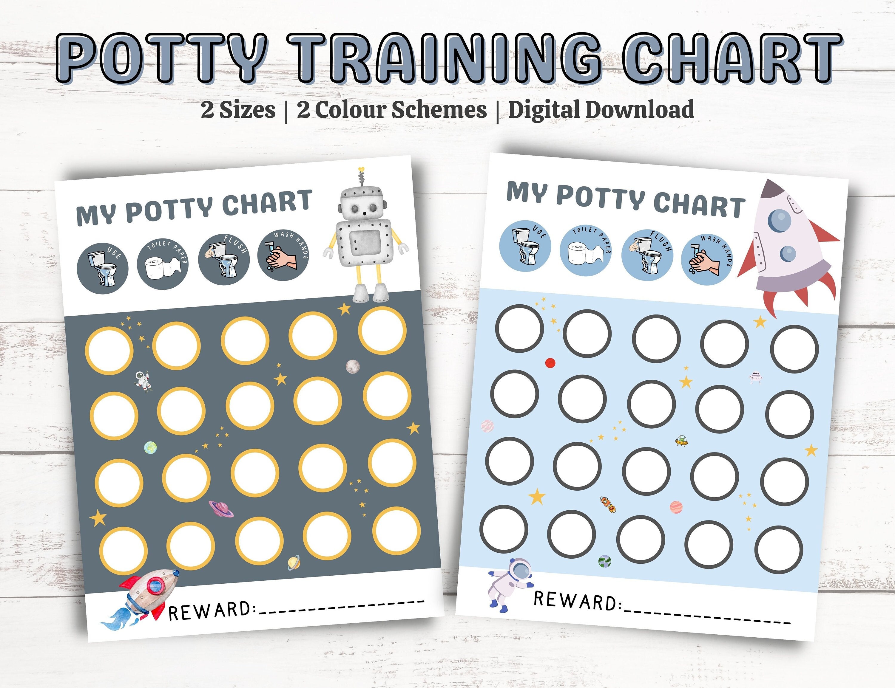 Potty Training Chart Kid Reward Jar Instant Download Toilet 