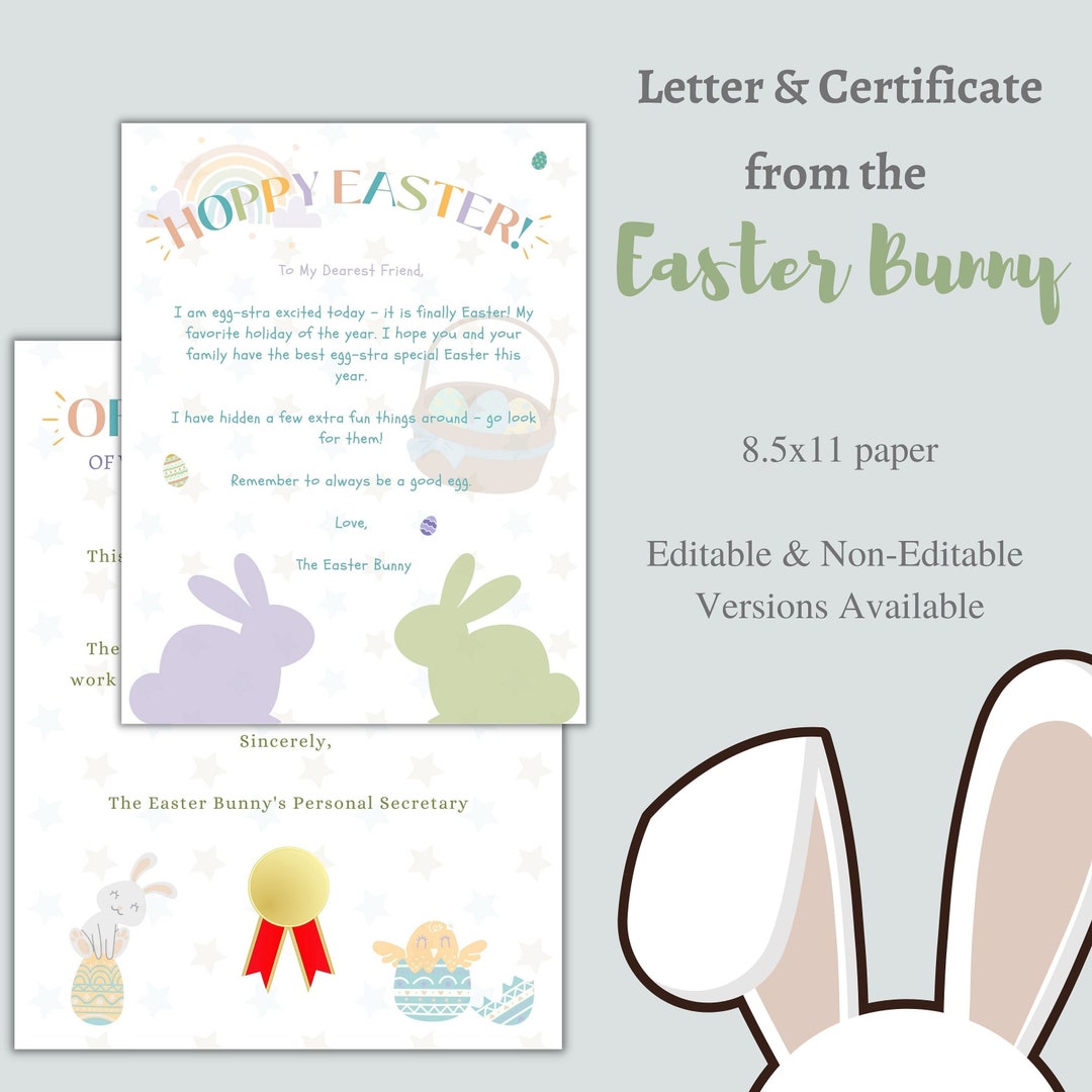 Printable Letter From the Easter Bunny | Pastel Editable or Print &amp; Go ...