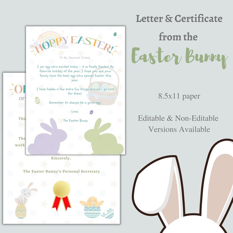 Printable Letter From the Easter Bunny | Pastel Editable or Print &amp; Go ...