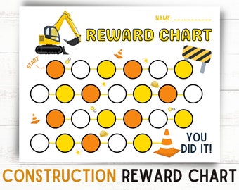 Construction Kids Reward Chart | Construction Worker Award Chart | Tradie Behaviour Chart | Sticker Reward Chart | Potty Training Chart