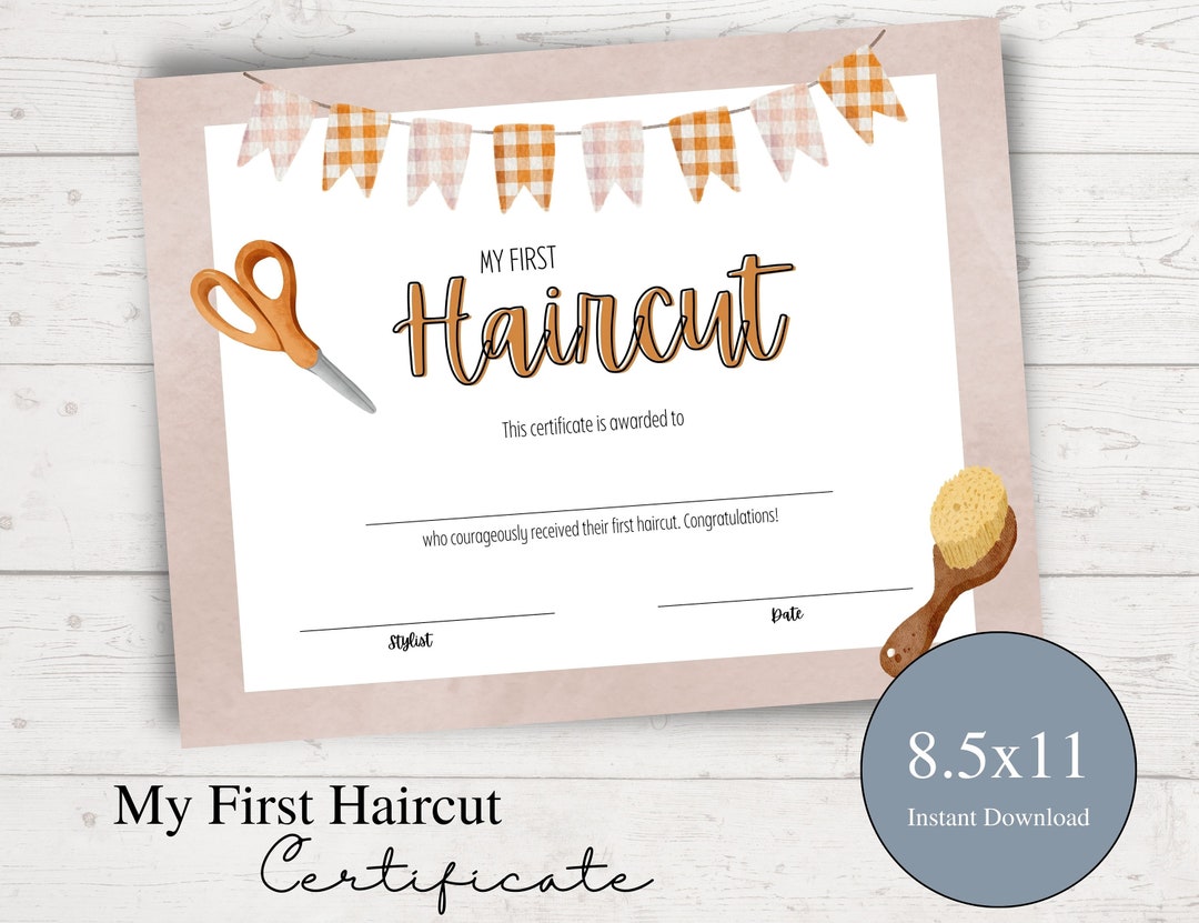 First Haircut Certificate Baby’s First Hair Cut Keepsake Hair Salon My