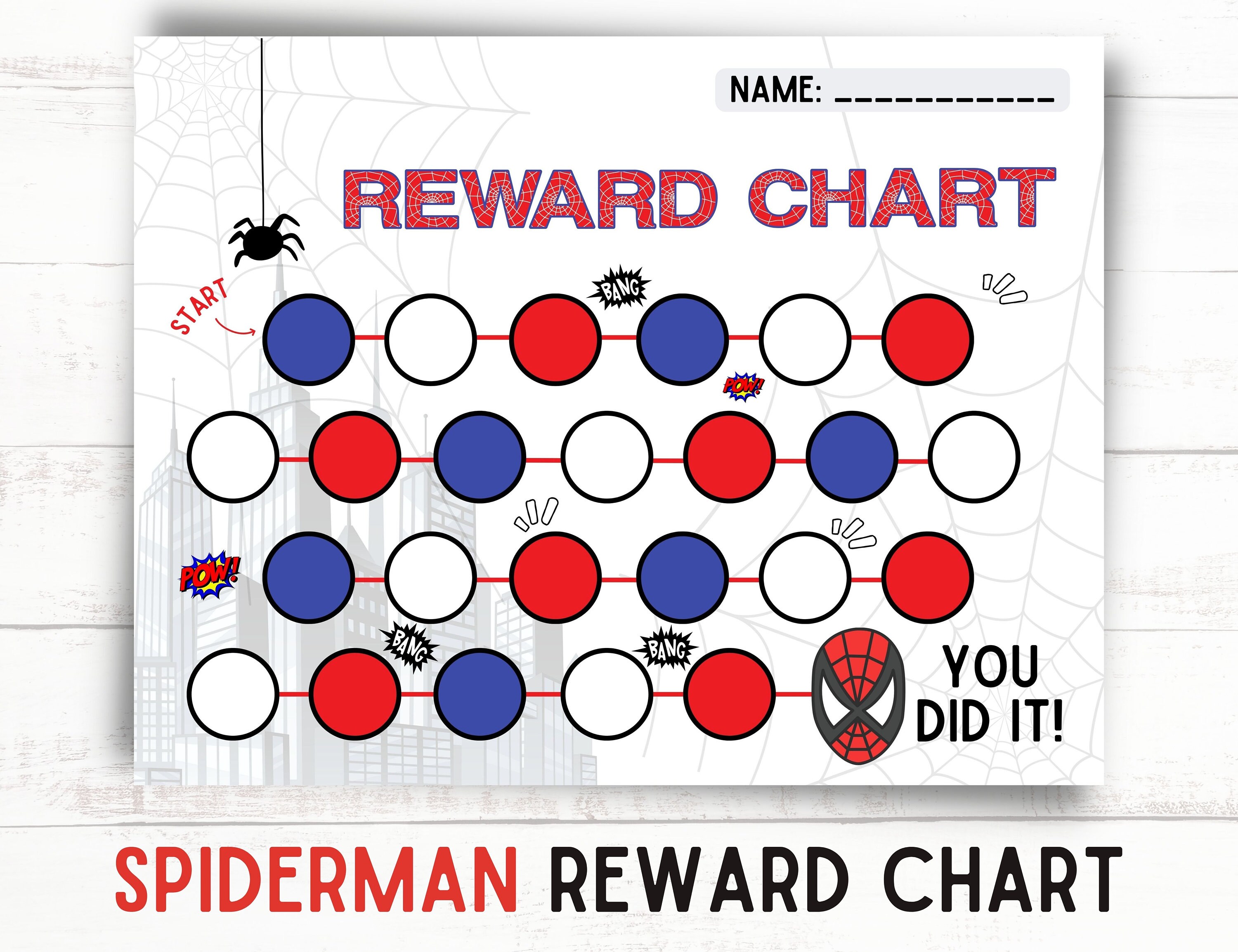 Spiderman Reward Chart Superhero Kids Award Chart Etsy UK