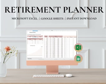 Retirement Planner Spreadsheet, Excel Template, Retirement Planning, Retirement Planner, Retirement Savings Tracker, Retirement Excel