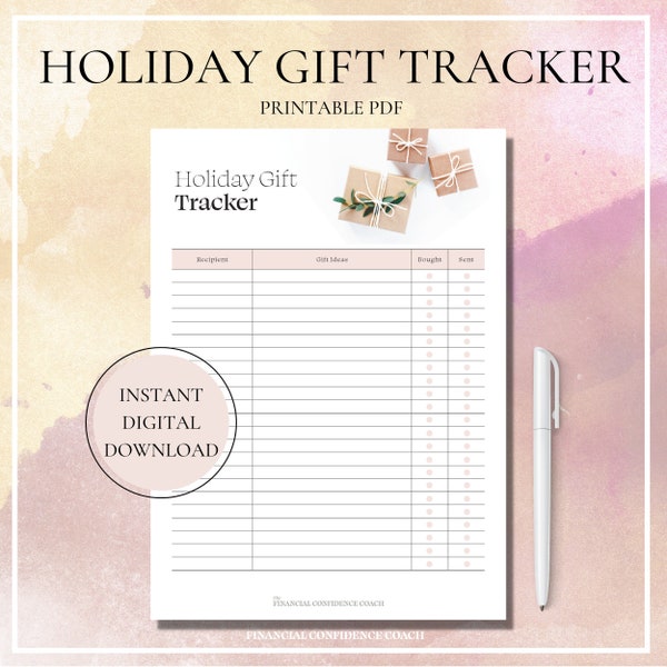 Holiday Gift List, Holiday Gift Tracker, Holiday Gift Lists, Track My Gifts, Holiday Gift Template, Holiday Gift List template