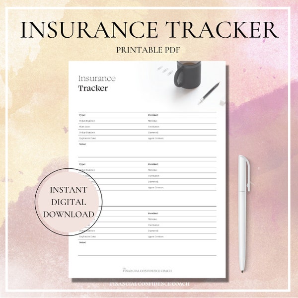 Insurance Tracker, Insurance Form, Insurance Template, Tracking Insurance, My Insurance, Insurance Tracking, Insurance Tracking Template