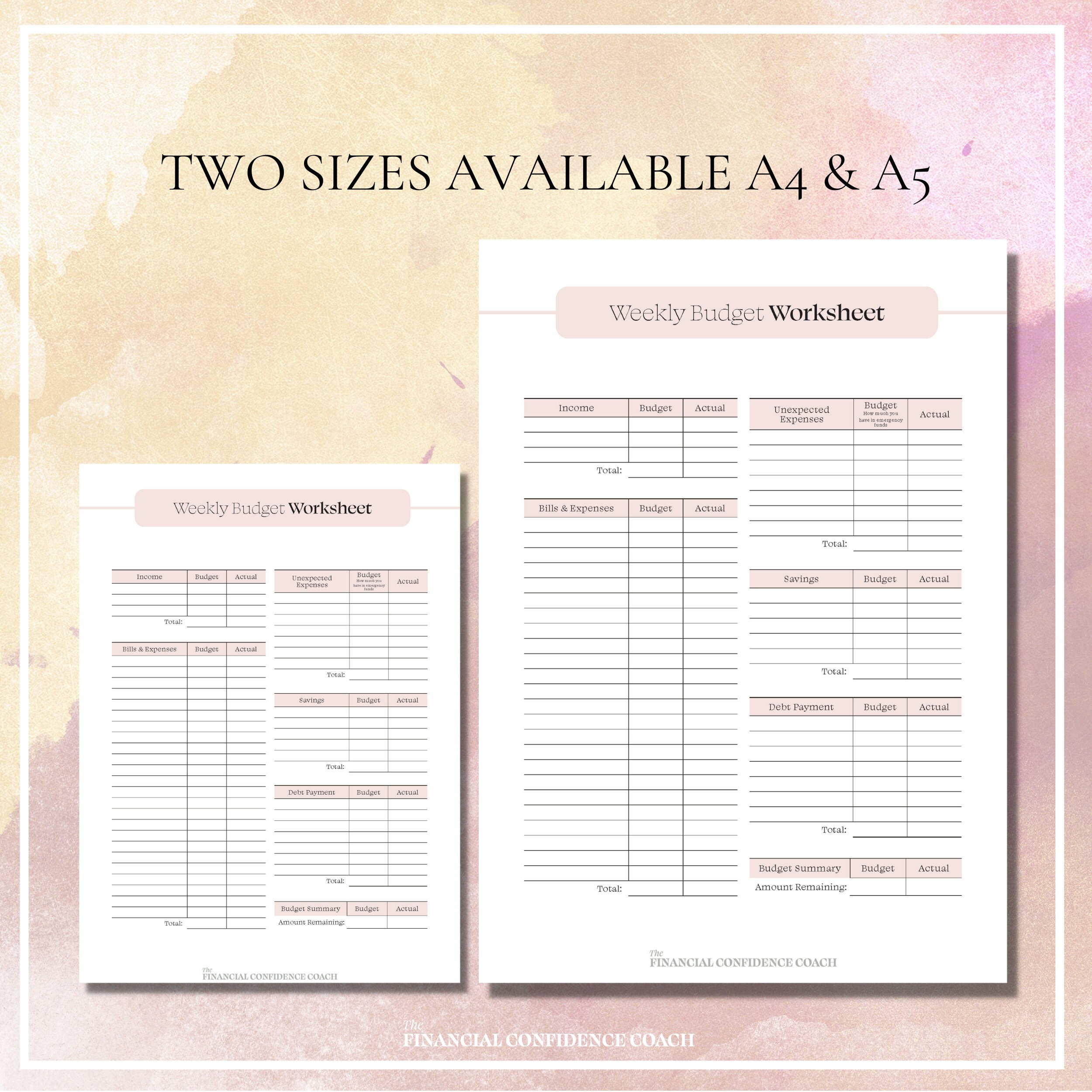 Weekly Finances Template.pdf Weekly Budget Worksheet, Finance Tracker (A4, A5) (printable PDF) - Etsy