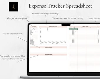 Expense Tracker Spreadsheet Google Sheets & Excel | Monthly Budget Template, Spending Tracker, Bill Organizer, Beginner Friendly