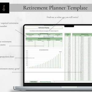 Financial Retirement Planner, For Use With Excel, Google Sheets, Expert Designed, Investment Tracker with Interactive Charts