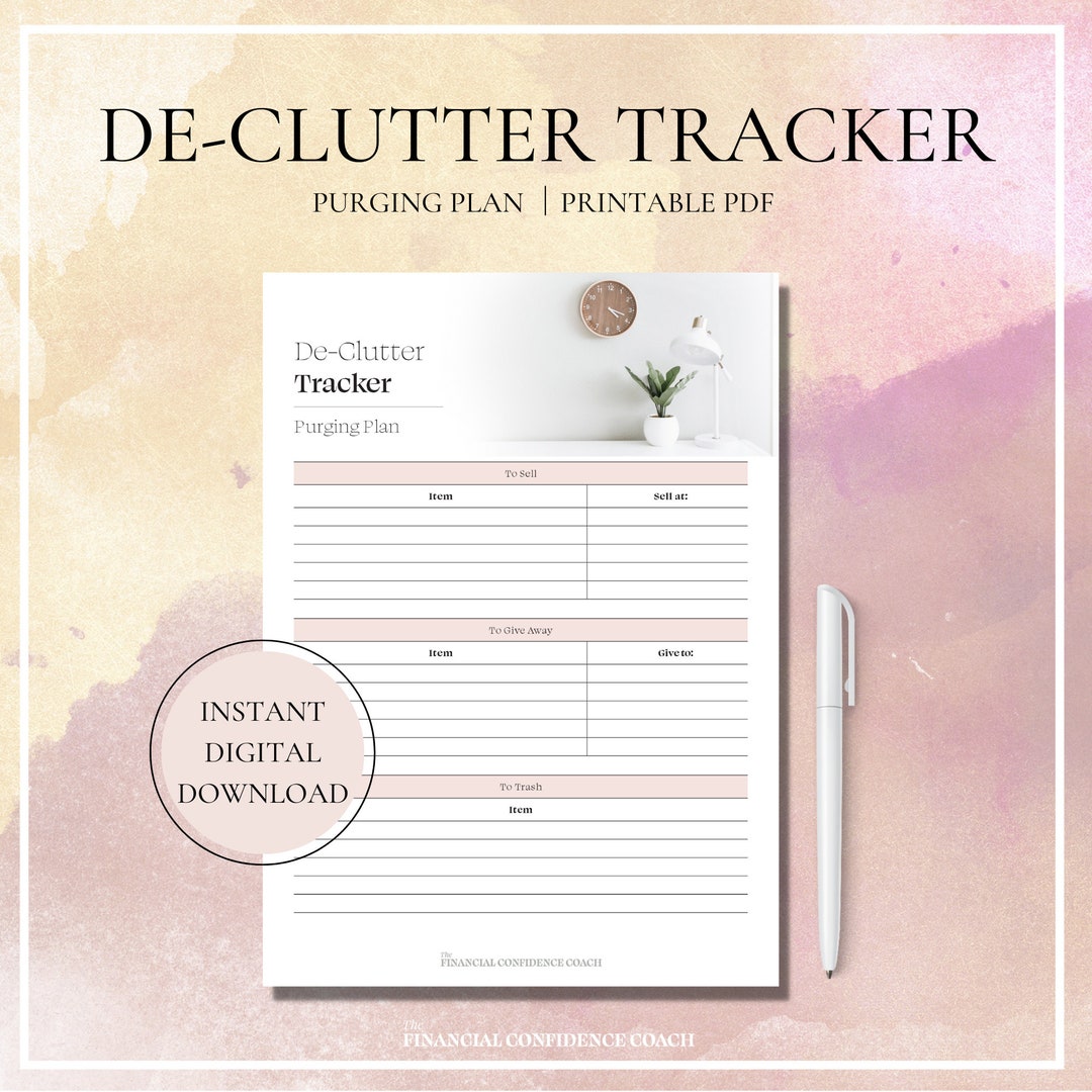 De-clutter Tracker, De-clutter Planner, Checklist, De-cluttering Help ...