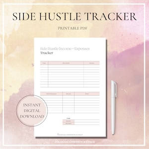Side Hustle Tracker, Business Expenses, Small Business, Side Hustle Planner, Sales Tracker, Income Expense Tracker, Extra Income Planner.