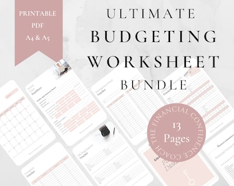 Budget Planner Bundle, Budgeting Worksheets Bundle, Finance Savings Template Bundle, Budgeting Template Bundle,  Budget Tracker PDF