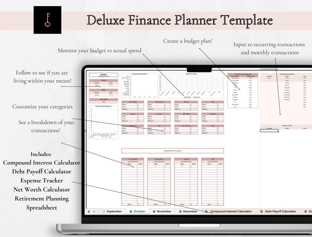 Deluxe Financial Planner Template, Excel, Google Sheets, Expert Deluxe Financial Planner Template, Excel, Google Sheets, Expert