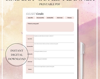 SMART Goals, SMART Goals Worksheet, SMART Goals Template, Goals pdf, Goals Worksheet, Tracking My Goals, Goals Planner, Smart Goals Planner